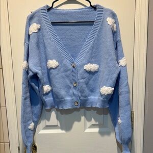 SHEIN Blue Cardigan with Cloud Accents